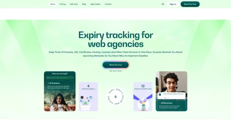 Duvento SaaS platform for web agencies